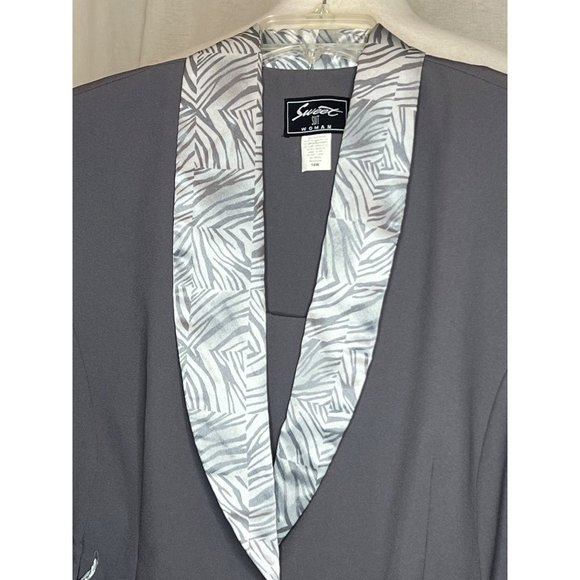 Sweet suit, women’s gray blazer size 18 gray ivory 1 button lapel long sleeve co - Picture 5 of 11